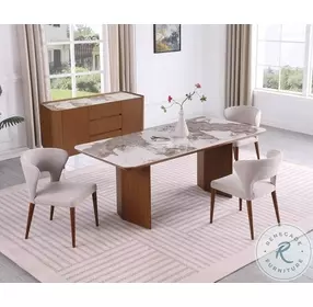 Ruby Beige And Walnut Dining Room Set