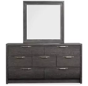 Kinsley Black Heron 7 Drawer Dresser with Portrait Mirror