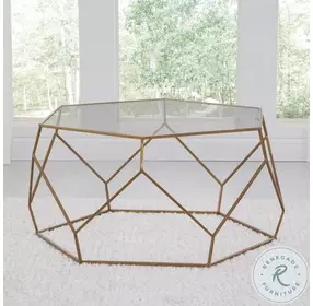 Roxy Clear Glass And Gold Hexagonal Cocktail Table