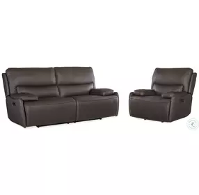 Kramer Brown Leather Zero Gravity Power Reclining Living Room Set With Power Headrest