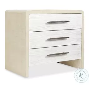 Pinebrook Lacquered Burlap And Soft Taupe 3 Drawer Nightstand