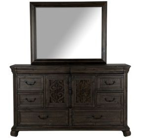 Bellamy Peppercorn 8 Drawer Dresser with Rectangular Mirror