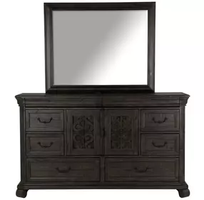 Bellamy Peppercorn 8 Drawer Dresser with Rectangular Mirror