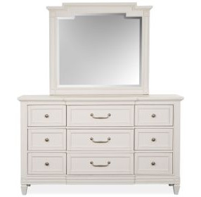 Silverwillow Egg Shell White 9 Drawer Dresser with Rectangular Mirror