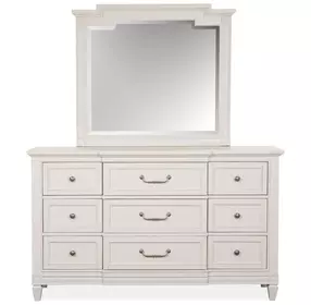 Willowbrook Egg Shell White 9 Drawer Dresser with Rectangular Mirror