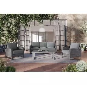 Fiji Gray Performance Fabric 4 Piece Outdoor Conversation Set
