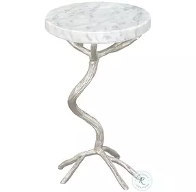 Joel White And Silver 22" Side Table