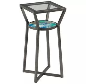 Hidden Treasures Carroll Gray Square Glass Top Accent Table