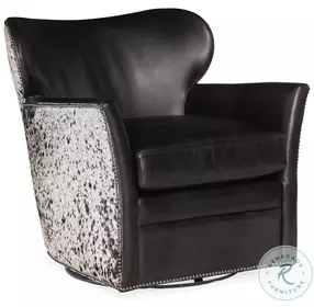 Raiden Black Leather Swivel Club Chair