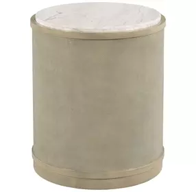Hidden Treasures Light Stain Round Quartz Top End Table
