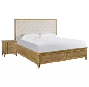 Birchaven Beige and Natural Upholstered Storage Panel Bedroom Set