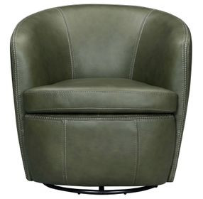 Barolo Lyric Sage Leather Upholstered Swivel Club Chair