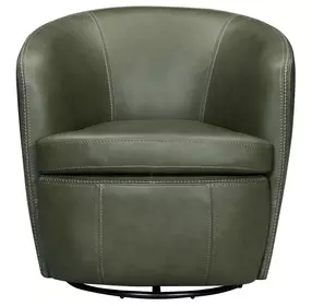 Barolo Lyric Sage Leather Upholstered Swivel Club Chair