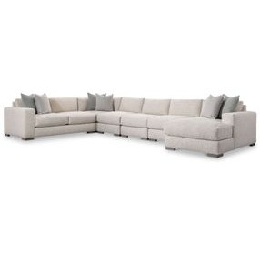 Drew Cream 6 Piece Modular Sectional with RAF Chaise and Pillows