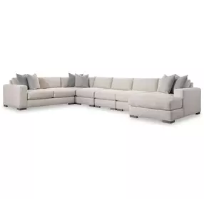 Drew Cream 6 Piece Modular Sectional with RAF Chaise and Pillows
