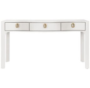 Sabrina White 60" Glass Top Console Table with 3 Drawers
