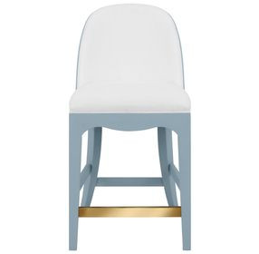 Sadie White and Blue Performance Fabric Counter Height Stool