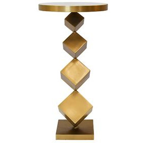 Salvador Gold Round Marble Top Side Table