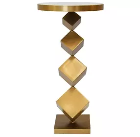 Salvador Gold Round Marble Top Side Table