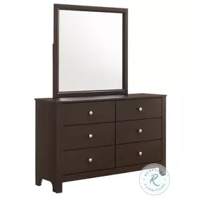 Santino Espresso 6 Drawer Youth Dresser And Mirror