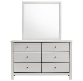 Santino White 6 Drawer Dresser and Rectangular Mirror