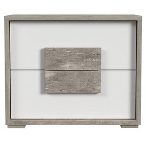 Vega White and Gray 2 Drawer Nightstand with USB Charging