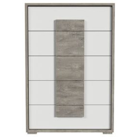 Vega Whites and Gray 5 Drawer Chest