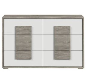 Vega White and Gray 6 Drawer Dresser