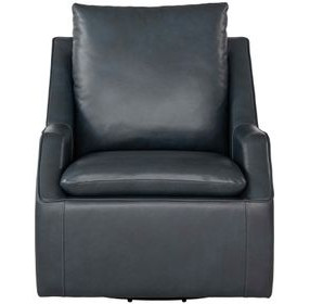 Asher Steamboat Marine Leather Swivel Accent Chair