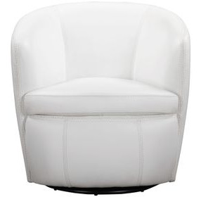 Barolo Snow Italian Leather Swivel Club Chair