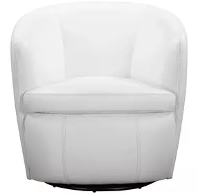 Barolo Snow Italian Leather Swivel Club Chair