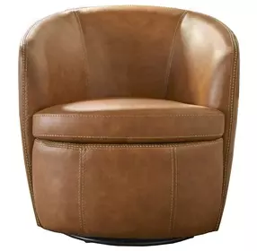 Barolo Vintage Caramel Leather Swivel Club Chair