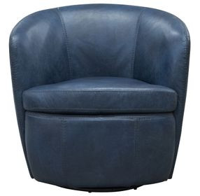 Barolo Vintage Navy Leather Swivel Club Chair