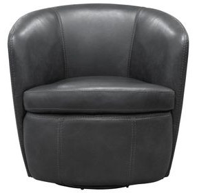 Barolo Vintage Slate Leather Swivel Club Chair
