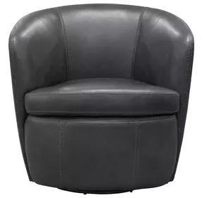 Barolo Vintage Slate Leather Swivel Club Chair