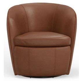 Barolo Vintage Whiskey Italian Leather Swivel Club Chair