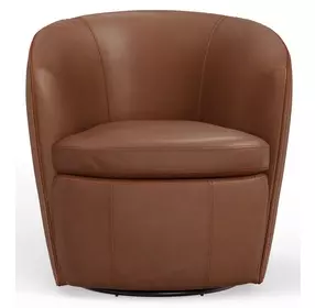 Barolo Vintage Whiskey Italian Leather Swivel Club Chair