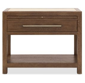 Harbor Drift Worn Saddle and Beige 1 Drawer Stone Top Open Nightstand