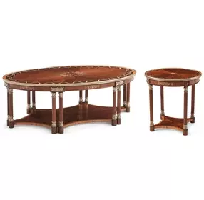 Stephen Church Light Etimoe and Gold Oval Paulette II Occasional Table Set