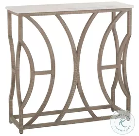 Helen Charcoal Oak And Cloud White Marble Console Table