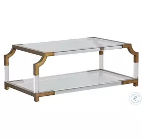 Kensley Tempered Glass and Mountain Brass Coffee Table
