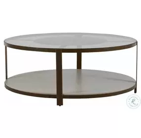 Marlon Cerused White and Brushed Copper Metal Coffee Table