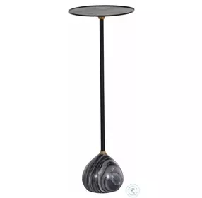 Nelle Gunpowder Black And Galaxy Grey Marble Drinking End Table