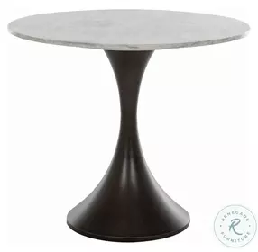 Cortez White Gold Flecked Marble And Burnished Bronze Bistro Table