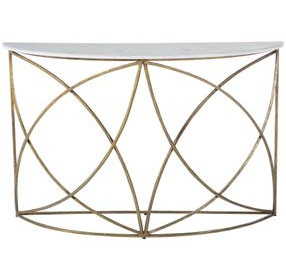 Wayland White Banswara Marble And Antique Aged Brass Console Table