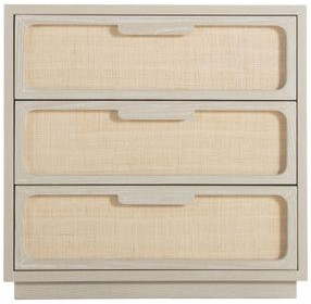 Serini Cerused White and Natural Seagrass 3 Drawer Nightstand