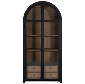 Elsa Brushed Black and Blonde Natural 2 Glass Door Display Cabinet