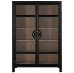 Elias Natural Bay and Brushed Black 2 Glass Door Cabinet