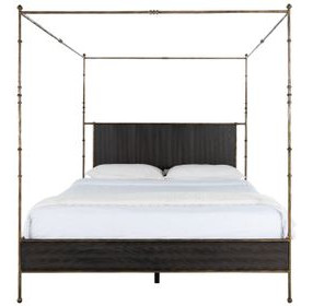Reese Cerused Forest Black and Dark Antique Brass King Canopy Bed