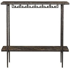 Ariana Forged Antique Bronze and Marron Imperial Rectangular Marble Top Bar Console